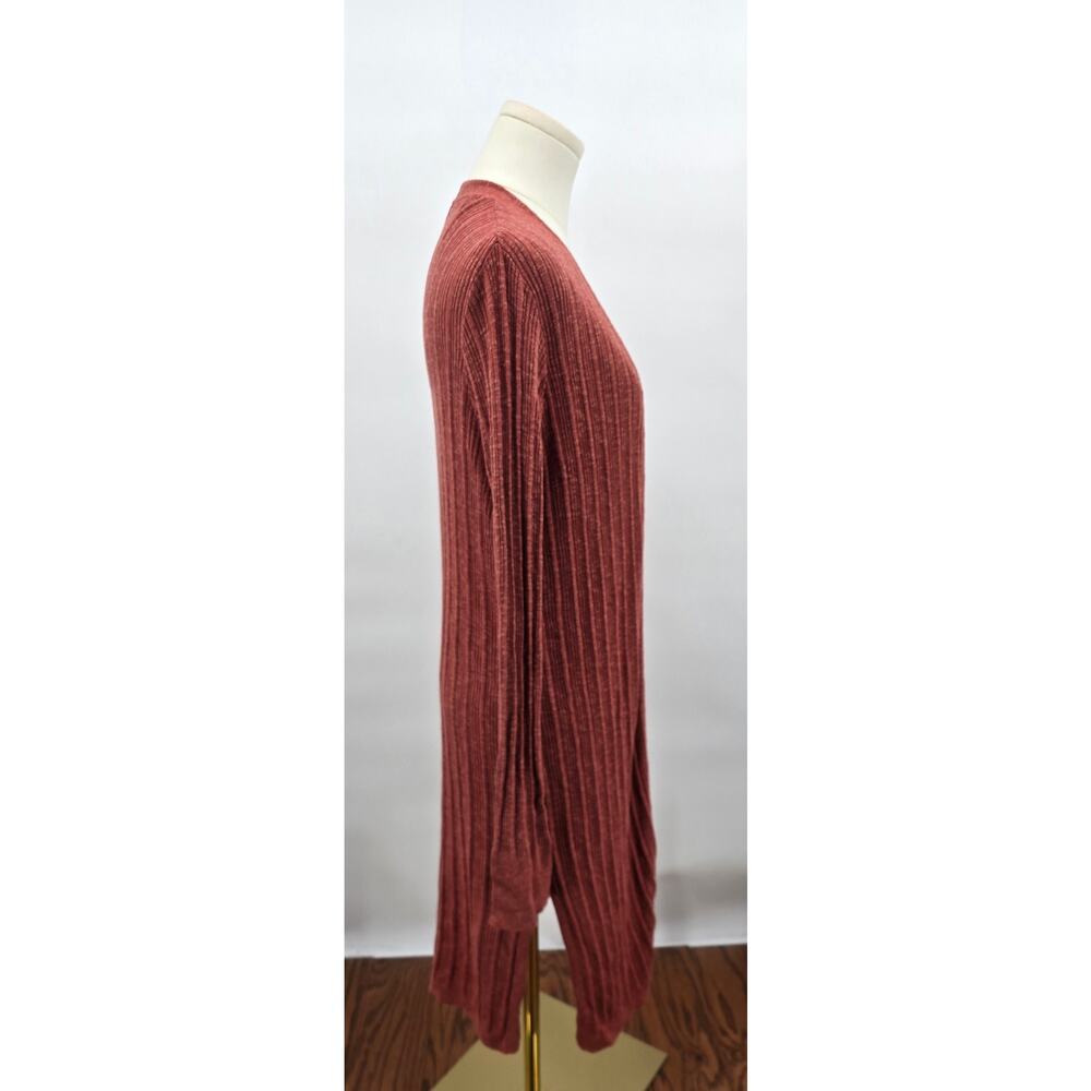 Hem & Thread Cottagecore Chestnut Ribbed Side Slit Cardigan‎ - Picture 2 of 5